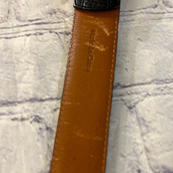 JOHNSTON & MURPHY MENS BLACK PEBBLE GRAIN LEATHER BELT SILVER BUCKLE SIZE 38 - Picture 7 of 8